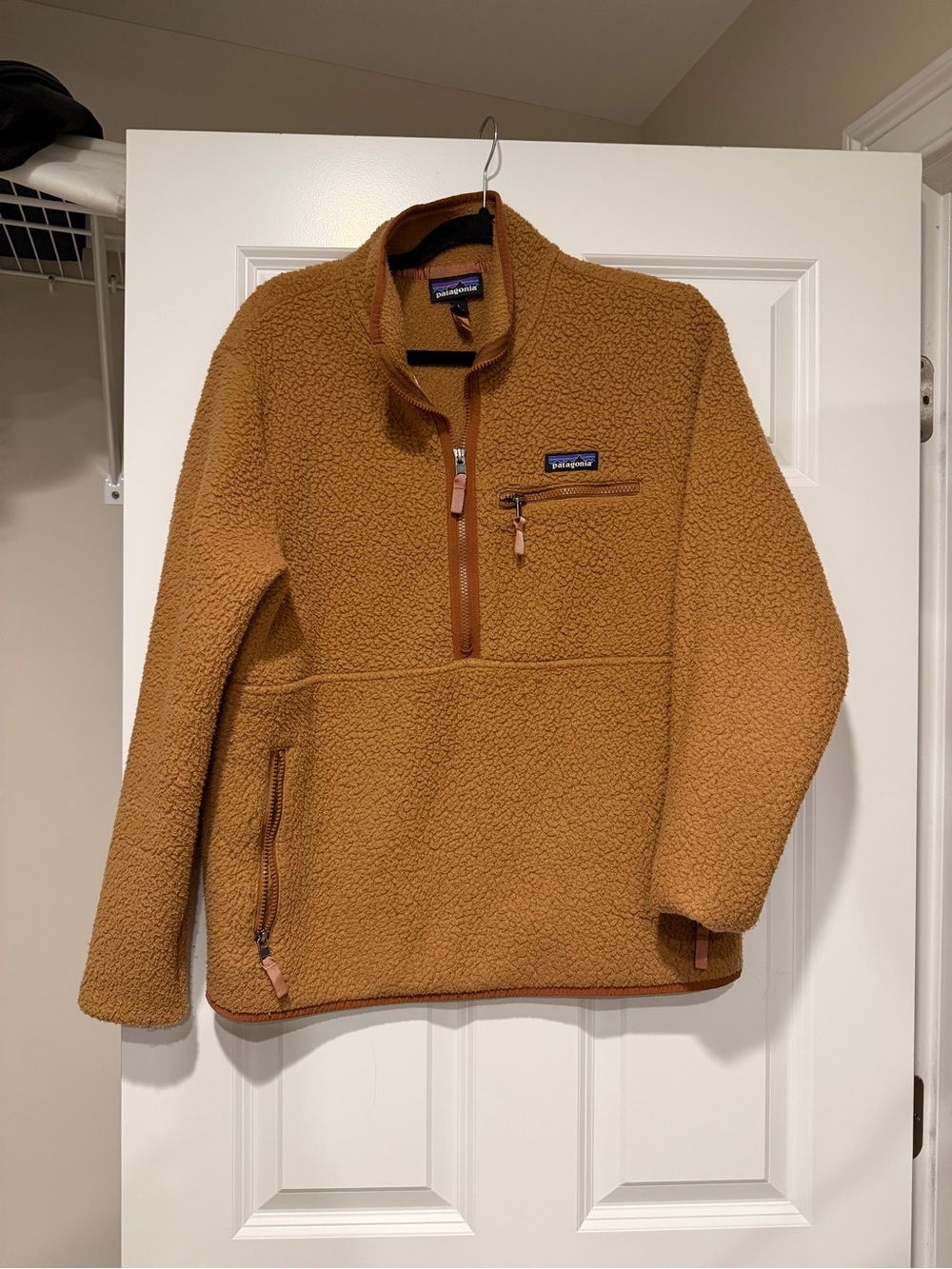 Patagonia Women's Retro Pile Fleece 1/4 Zip Pullover Tan Brown Size L